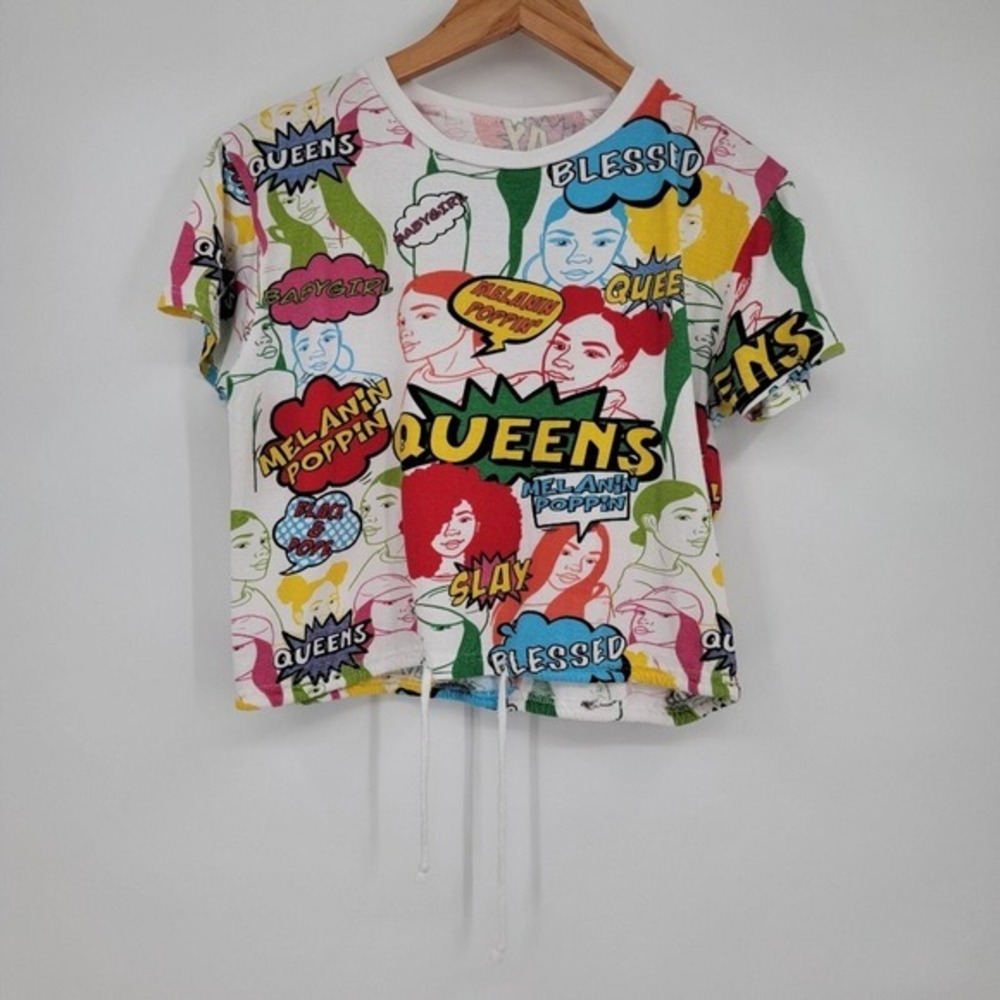 On Fire Women's Melanin Queens Crop Tie Top Multicolor Size Medium‎